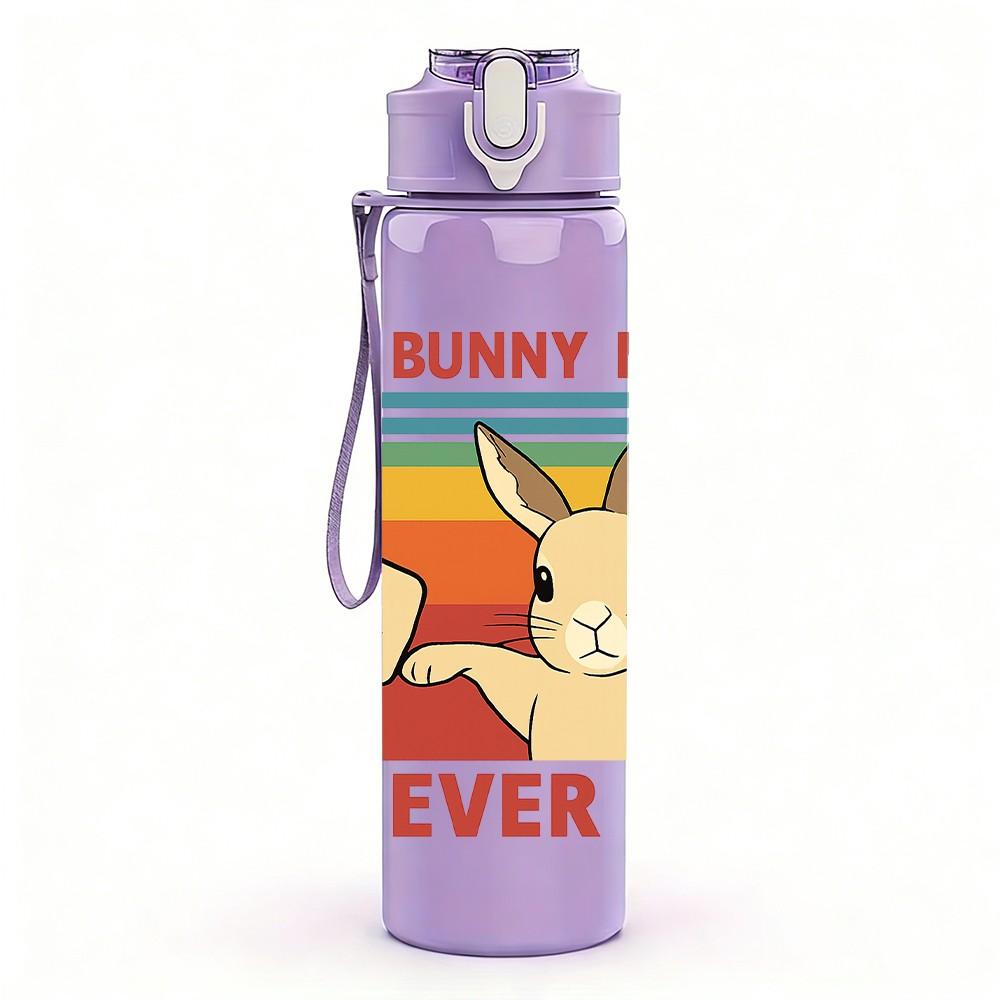 1PC Best Bunny Mom Art 750ml Color Plastic Sports Water Bottle Leakproof Flip Straw Lid Suitable for Sports Office Home Use
