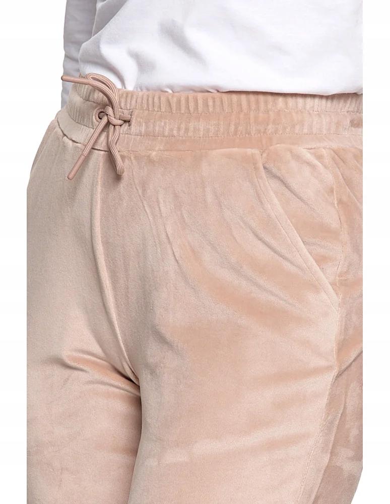 Women's Velvet High Waisted Soft Sweatpants MORAJ M BEIGE