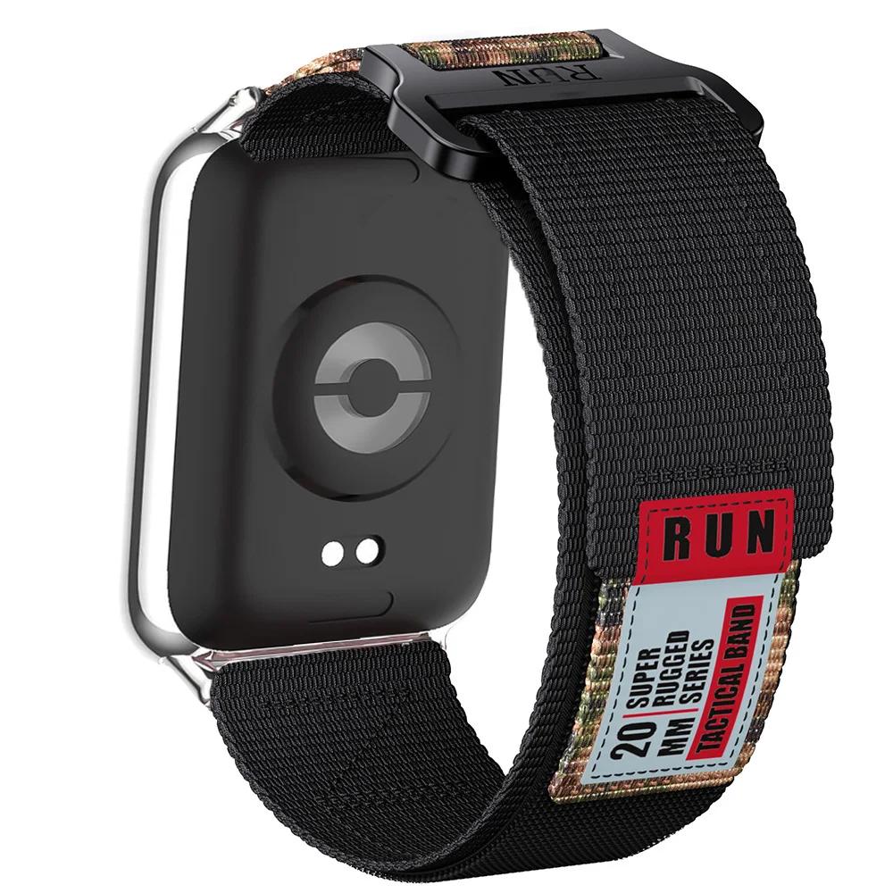 Tactical Nylon Strap for Xiaomi Redmi Watch 6/5/4 Sport Band for Miband 9/8 Pro Elastic Breathable Replacement Bracelet