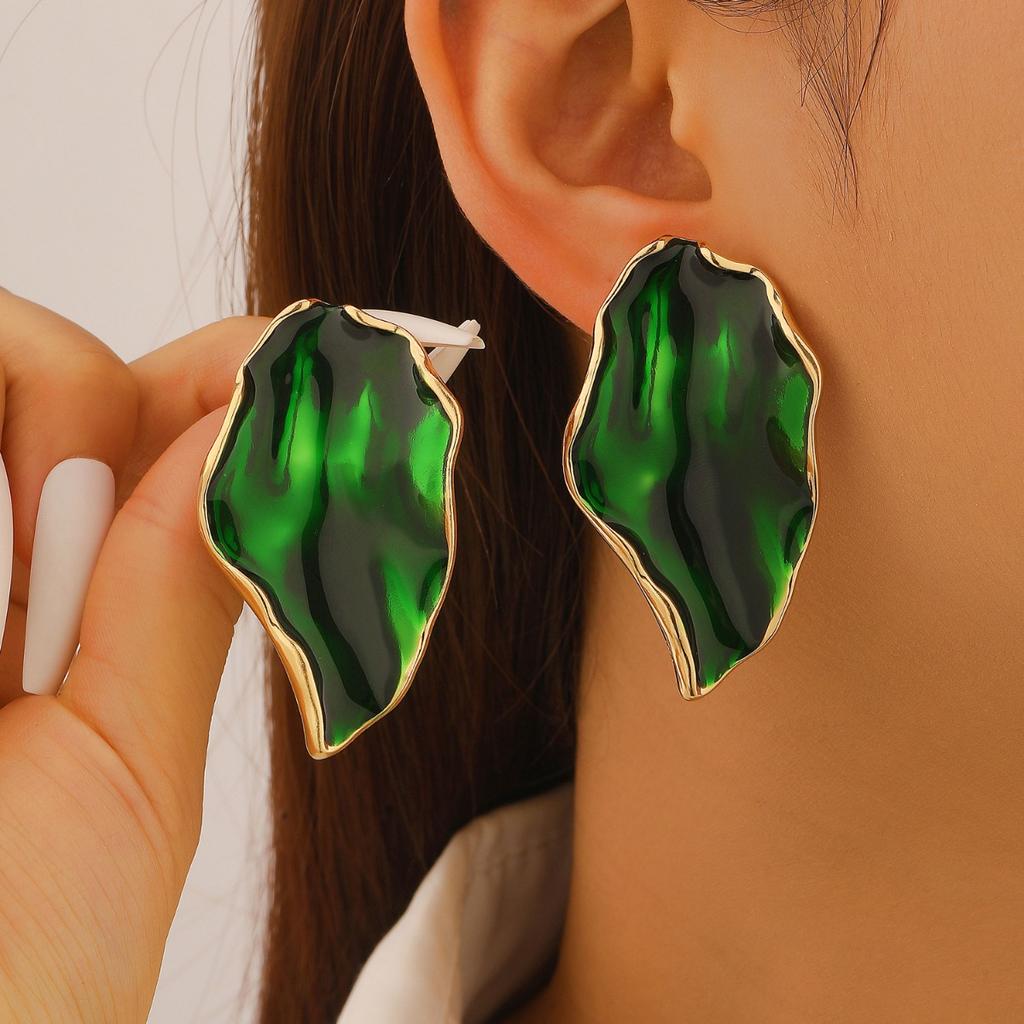 Bold Pink Petal Drop Earrings for Women Abstract Enamel Statement Earrings