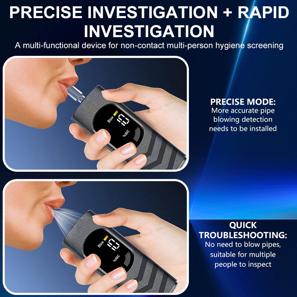 Portable Digital Alcohol Tester Breathalyzer With Mouthpiece Rechargeable High Accuracy Breath Alcohol Detector For Drivers