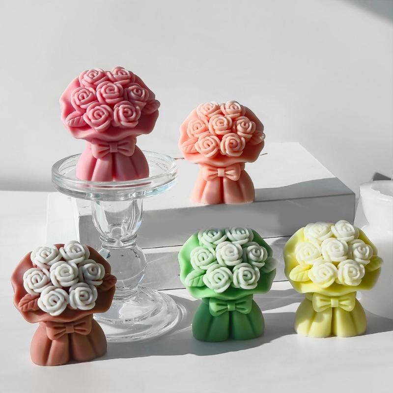 3D Rosenstrauß Kerzenform Silikonform zum Basteln von Aromatherapiekerzen Valentinstagsgeschenk Bastelbedarf