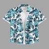 Vacation Style Coconut Tree Printed Short Sleeve Shirt, Loose Lapel Fake Two-Piece Design, Casual Breathable Outfit for Daily Wear and Beach Trips
