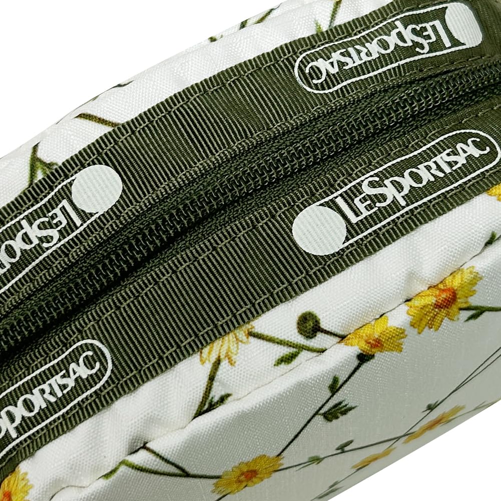 LeSportsac Square Cosmetic Pouch 6701 CROSS [LeSportsac] (DAISY ECRU) [Used]