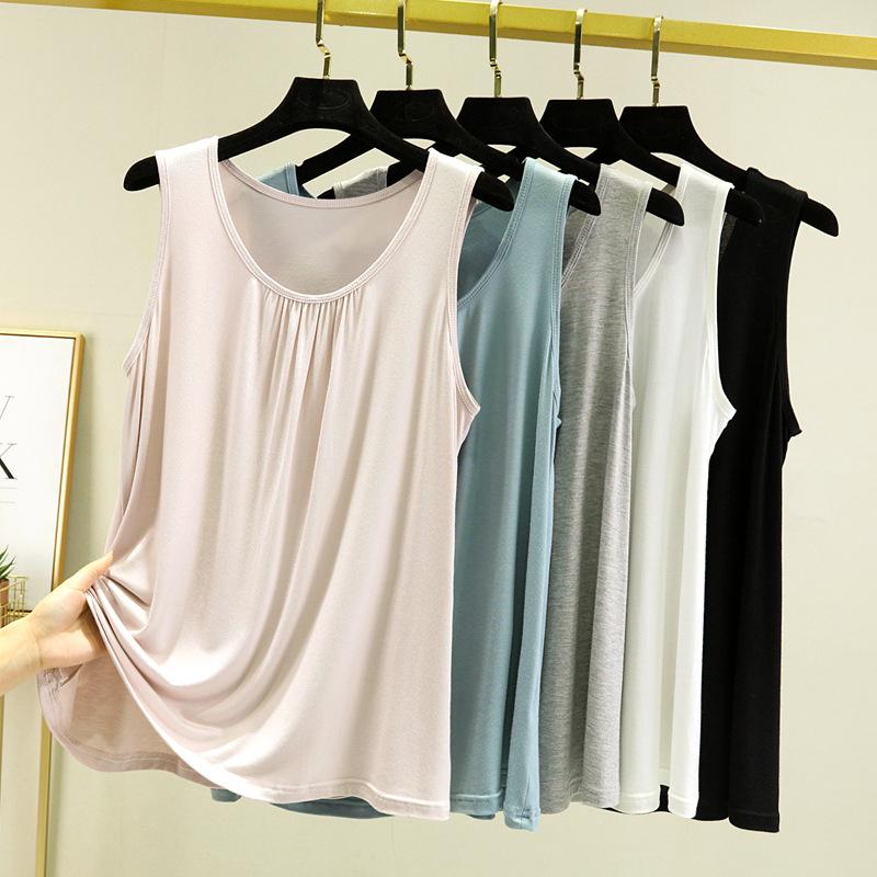 Home vest women's summer thin large size loose sleeveless top casual round neck inner suspender bottoming shirt