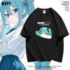 Hatsune Miku Future MIKU Pixel Style Pure Cotton Printed Unisexs and Unisexs Tshirt Pure Cotton COS Loose Casual Pain Tshirt