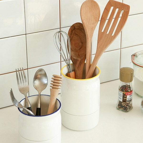 Daily Like Milky Drainable Cutlery Case S + L Set, White, 1 Set, Korean Popular Tableware