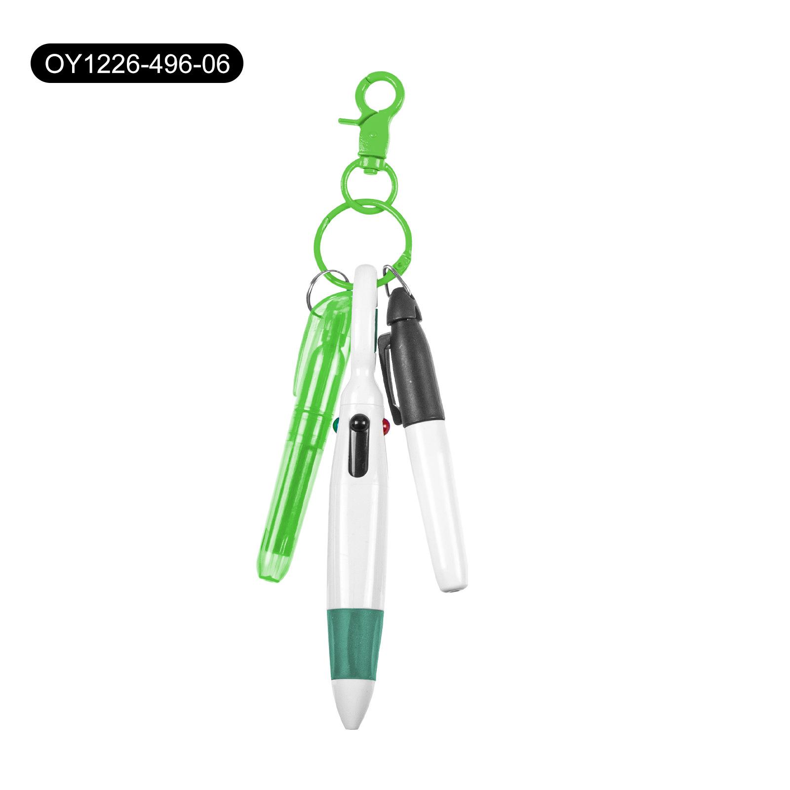 

4 Colors Mini Highlighter Retractable With Keychain Clip Permanent Ballpoint Pen For Hospital Nursing School Teachers Students зелений