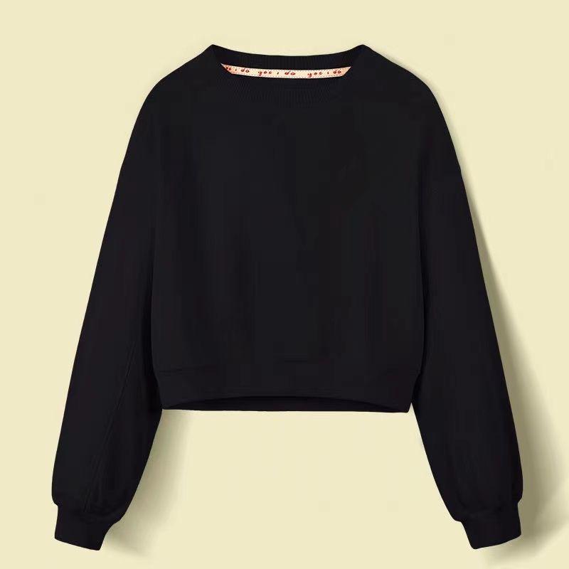 Fleece Lined Cropped Long Sleeve Hoodie Jacket Women Spring Autumn Winter Korean Layer Top