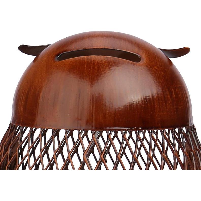 Tooarts Owl Shaped Metal Coin Bank Box Handwork Crafting Art