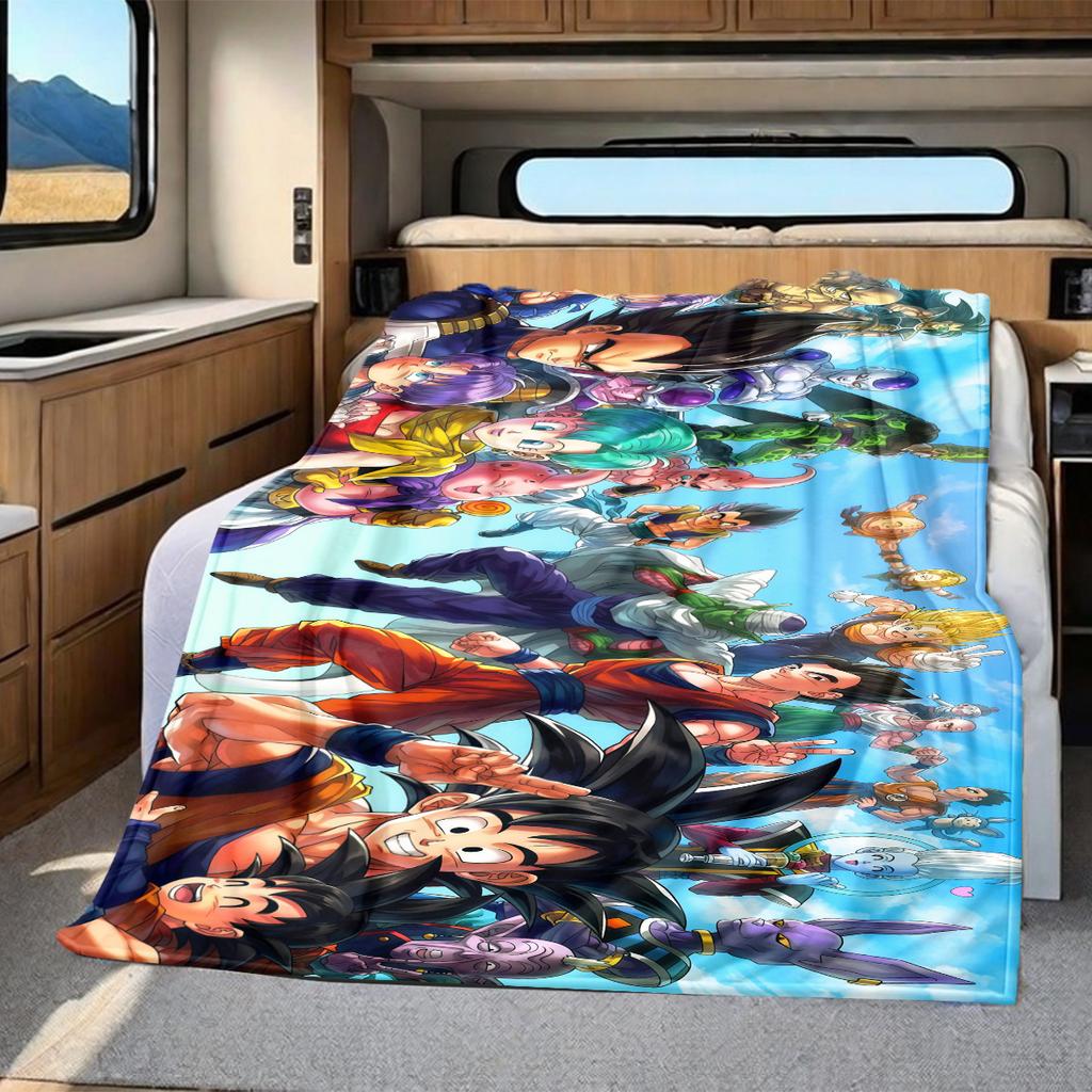 1PC DRAGON BALL  Print Flannel Blanket, High Quality All Seasons, Home Decor, Warmth and Comfort, Perfect for Christmas Gifts