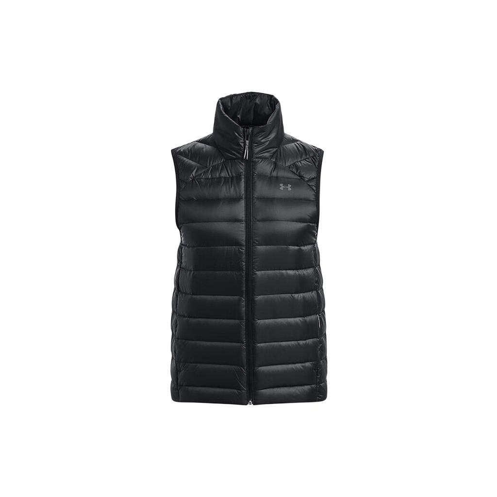 Under Armour Solid Color Logo Zip Collar Vest Women Black 1372647-001