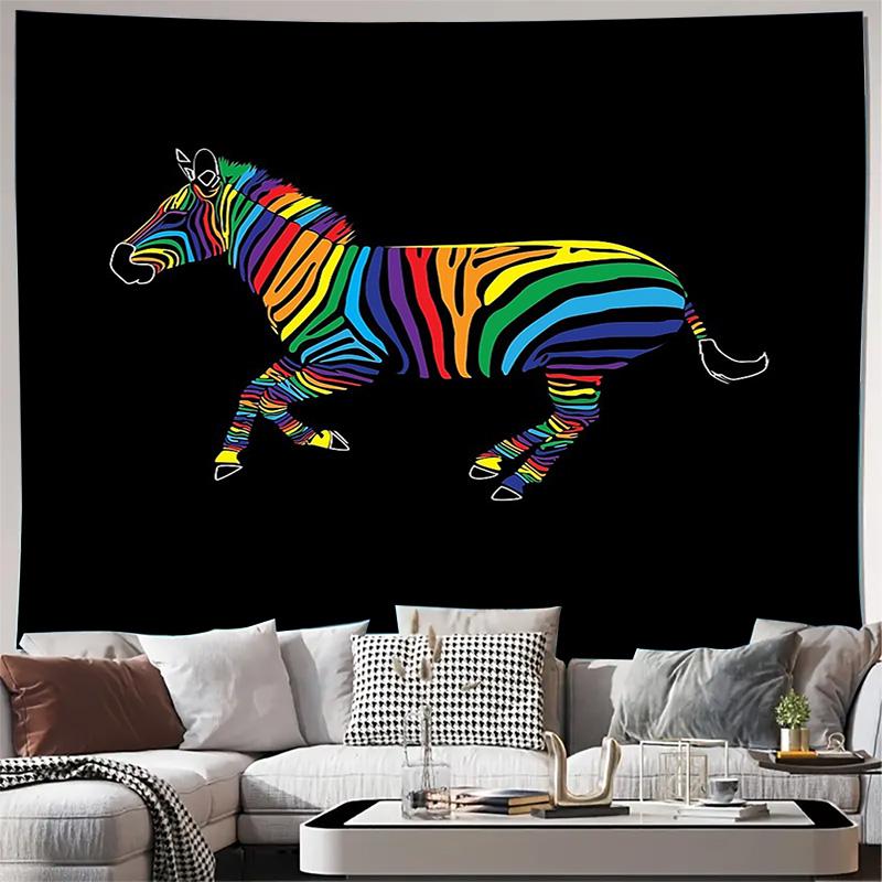 

Colorful Zebra Tapestry Wall Hanging Psychedelic Animal Art Bohemian Home Decor Festival Room Divider Trippy Wall Art Hippie Gif 74x94cm(29x37in)