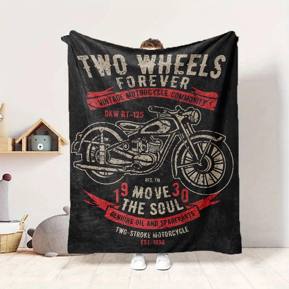 Motorcycle Community Flannel Blanket Throw Blanket Soft Warm Sofa Bed Camping Car home Decor Unique Christmas Gift C9301675