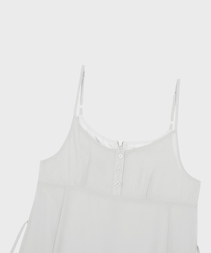 Alkialka Pleated Chiffon Mini Dress (Light Gray)