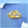 Goldplated Heart Fashionable Ring With Adjustable Fit Captivating Double Heart Design For Women