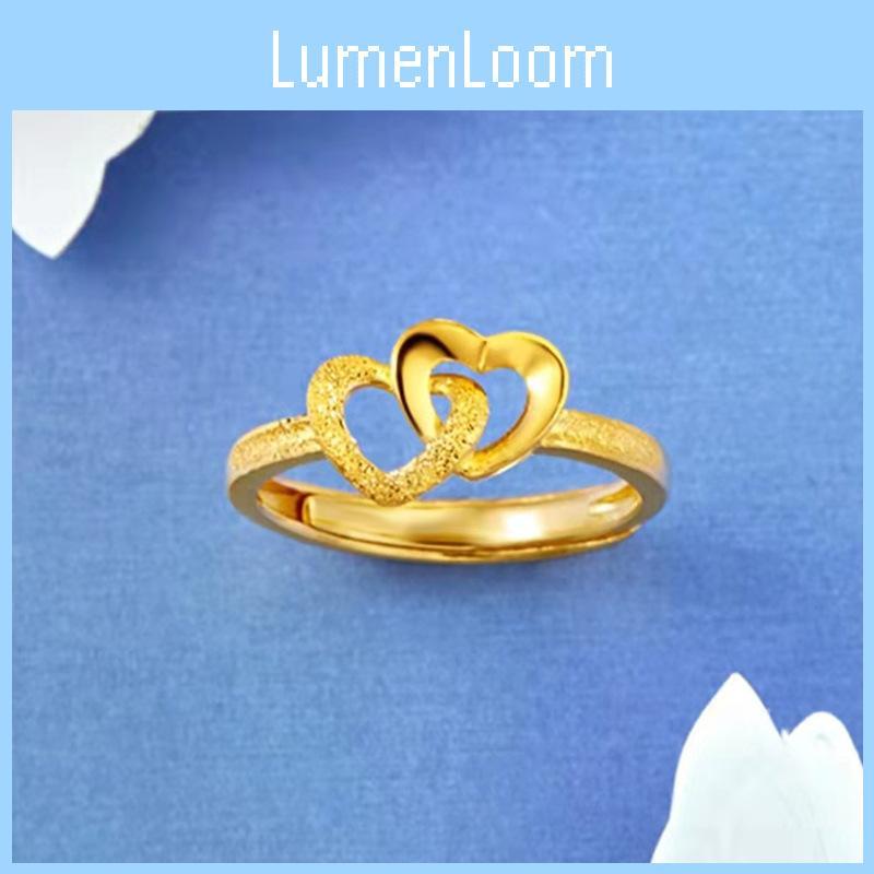 Goldplated Heart Fashionable Ring With Adjustable Fit Captivating Double Heart Design For Women