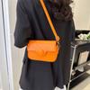 Stylish Spring Women's Pu Small Square Handbag Trendy Versatile Shoulder Bag In Black White Khaki Rosy Orange