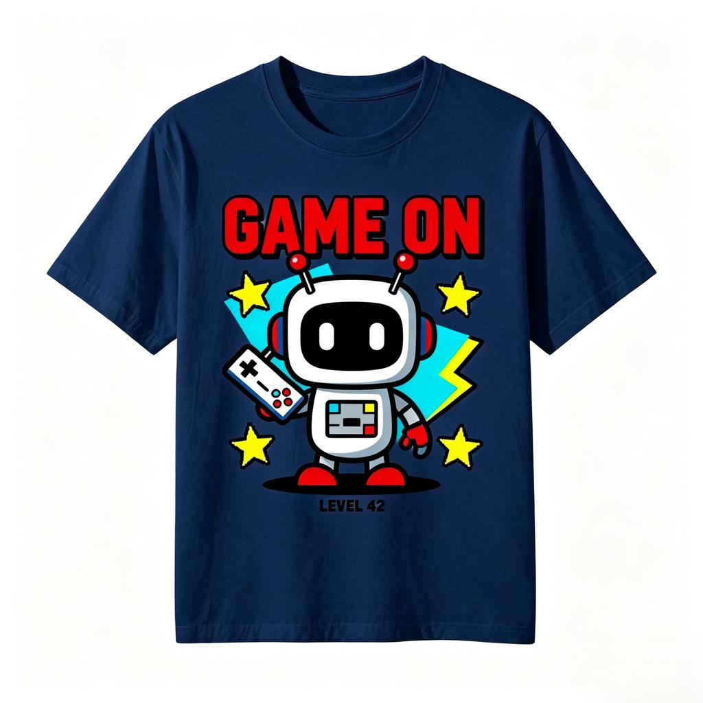Unisexs Pure Cotton TShirt Game On Level 42 Letter Graphic Short Sleeve Retro Gamer Casual Streetwear Tops