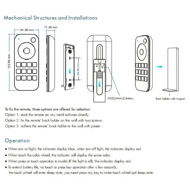 WZ1 Skydance 2CH*5A 12-36VDC ZigBee Wireless RF Dimmer LED Controller for Single Color Color Temperature LED Strip Light Lamp
