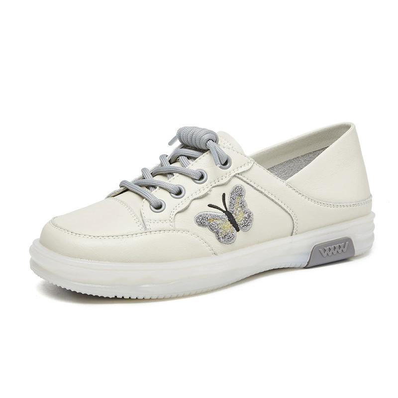 Fashion GKTINOO Women Sneakers Big Size 2025 Spring New Genuine Leather Loafers Women Casual Lace-up Women's Nurse Shoes