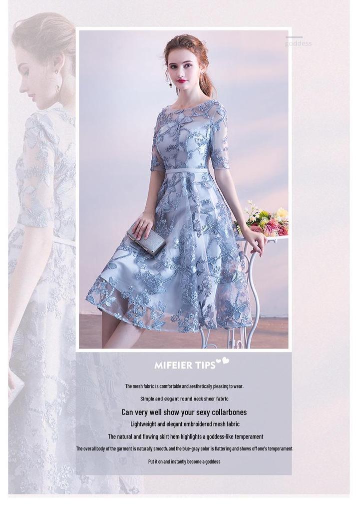 Grey Bridesmaid Dress 2026: Elegant Mid-Length Summer Gown for Women, Slimming and Ideal for Banquets