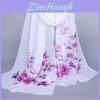 Elegant Women Flowers Printed Long Soft Chiffon Scarf Wrap Shawl For All Seasons