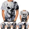 Summer Round Neck 3D Skull Pattern Print Top Fashionable Casual Short Sleeved Men's T-shirts