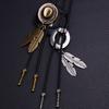 Country Style Bolo Tie Feathe Cowboy Jazz Hat Necktie Necklace Costume Accessory