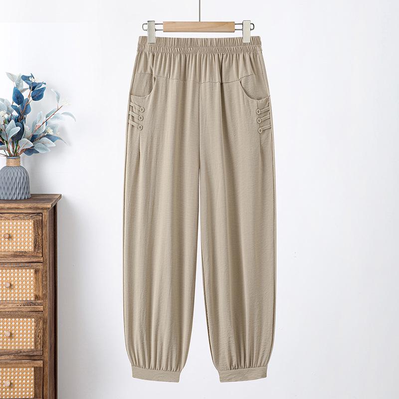 High-Waist Summer 3/4 Length Pants for Women