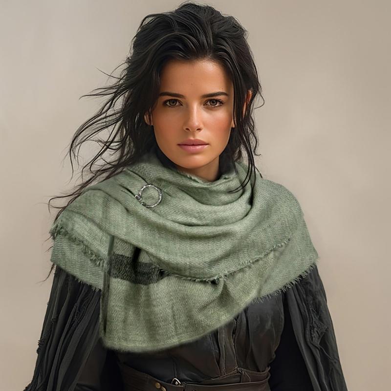 Medieval Scarf Cowl Men with Brooch,Vikinges Cowl Hood Cloak,Renaissances Rogue Hooded Shawl for Halloween Cosplay