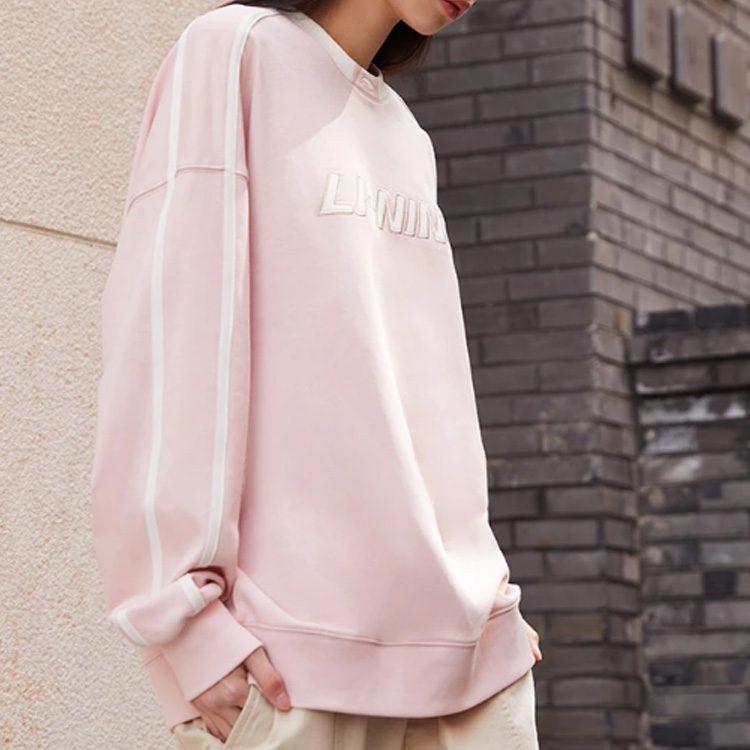 Li Ning Sports Life Collection Sweatshirt Unisex Light Water Pink AWDRD50-5
