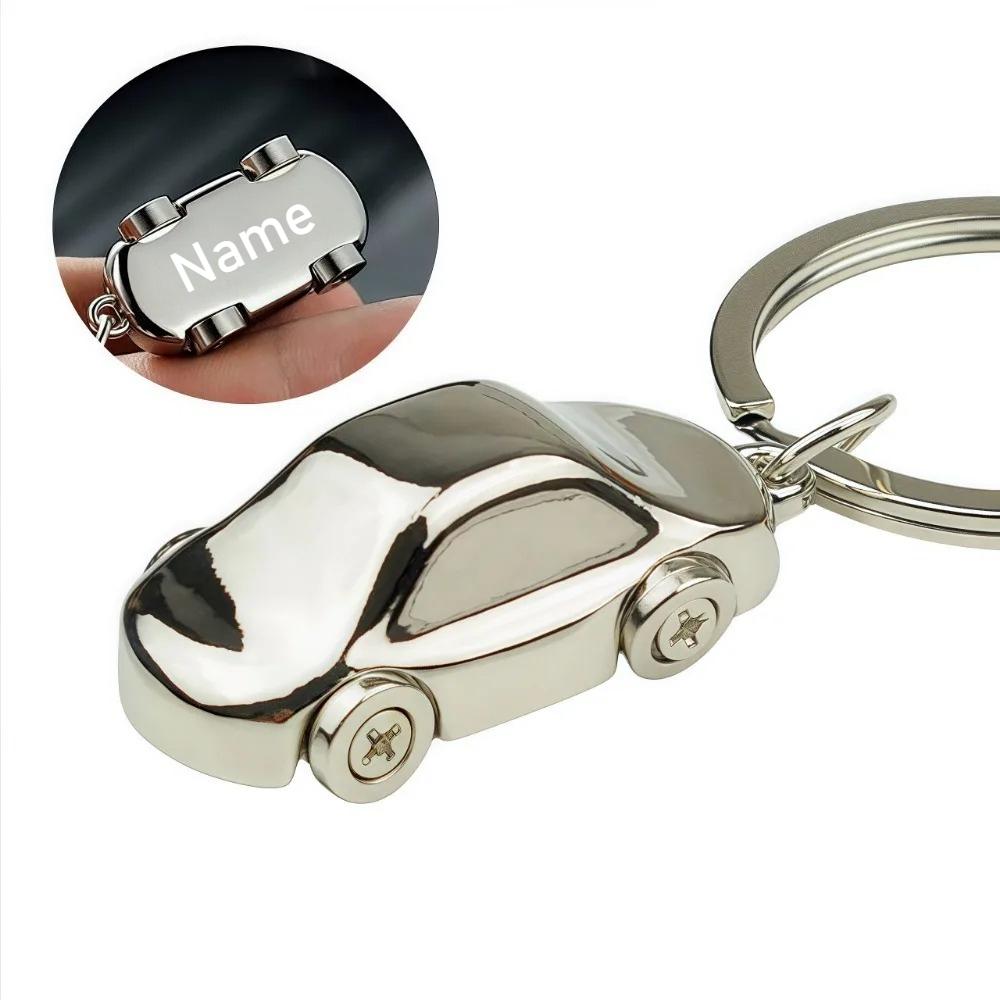 Mini Racing Model Metal Creative Simulation Car Keyring Creative Pendant Men's and Women's Laser Engraved Custom Keychain Gifts