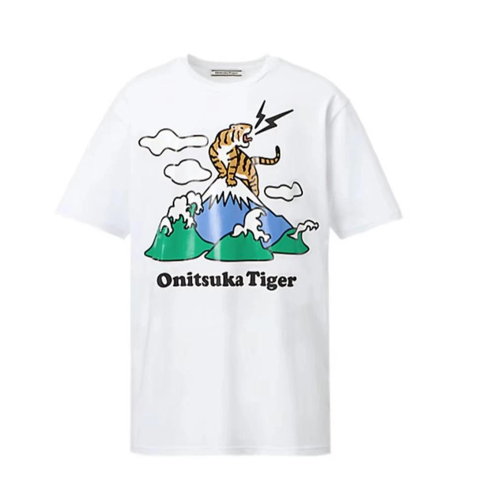 

25ss Летняя мужская футболка Повседневная Хлопковая Оверсайз Короткий рукав Унисекс Onitsuka Tiger Мультяшная Женская Харадзюку Забавная Футболка Ти S