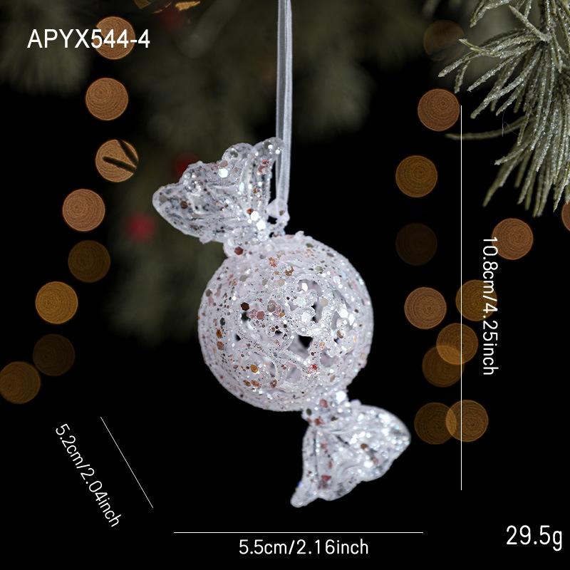 Pink Glitter Snowflake, Candy, Bow Christmas Tree Decoration Light Luxury Christmas Hanging Pendant