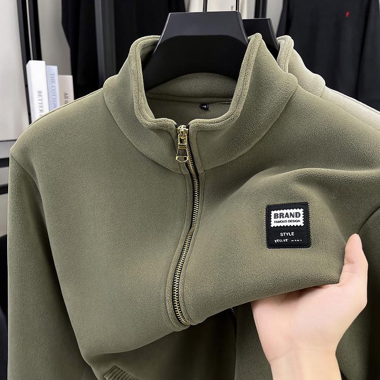 

New Men s Autumn Fashion Casual Solid Color Long-Sleeve Jacket for Middle-aged and Young - Warm Business Coat in North America 3XL армія зелений колір