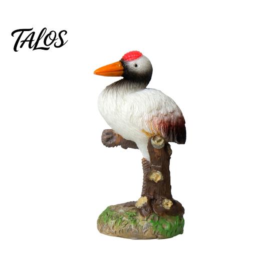 Weatherproof Outdoor Ornaments Resin Red-Crowned Bird Figurines, Realistic Statues with Rock Base, Mini Landscape Feather Texture for Tea Table