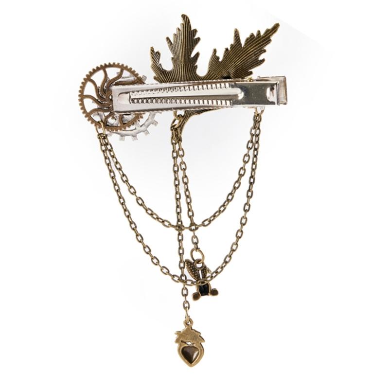 Broche Vintage avec Engrenage Broche Steampunk Épinglette Multi-usage Barrettes à Cheveux Femmes Pince à Cheveux Décorative Bijoux de Cheveux Style Punk