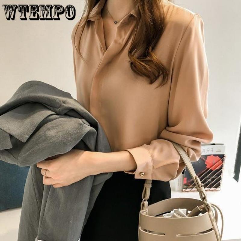 Women's Chiffon Shirt In Spring and Autumn Season Has A Design Sense of Minority Temperament Shirt Versatile Shirt Long-sleeved Large Bottom Shirt