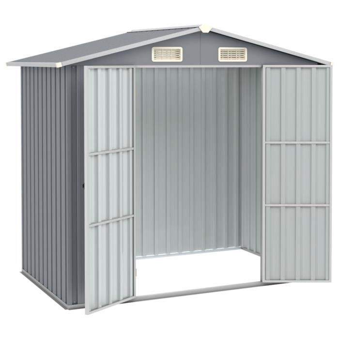 VidaXL Abri de jardin Gris 205x129x183 cm Acier galvanisé