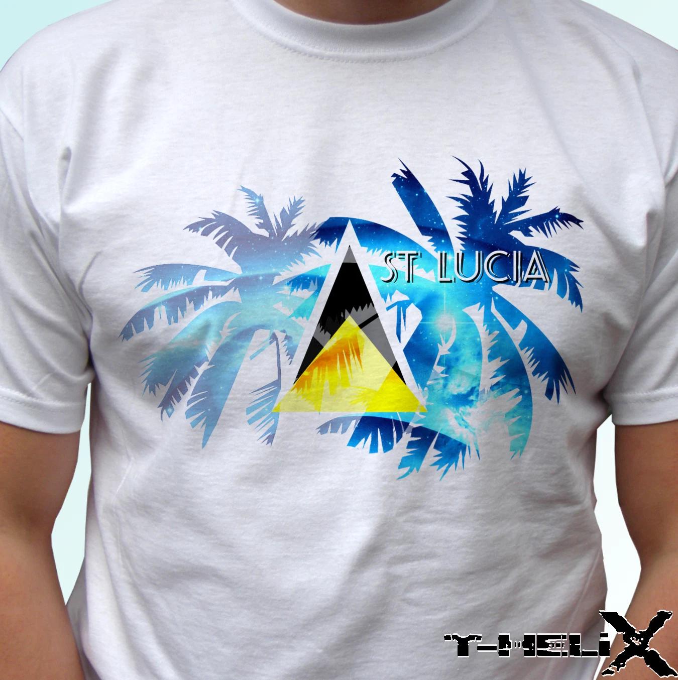 St Lucia palm flag - white kids boys T-Shirt top tee - s s kids & baby sizes 140