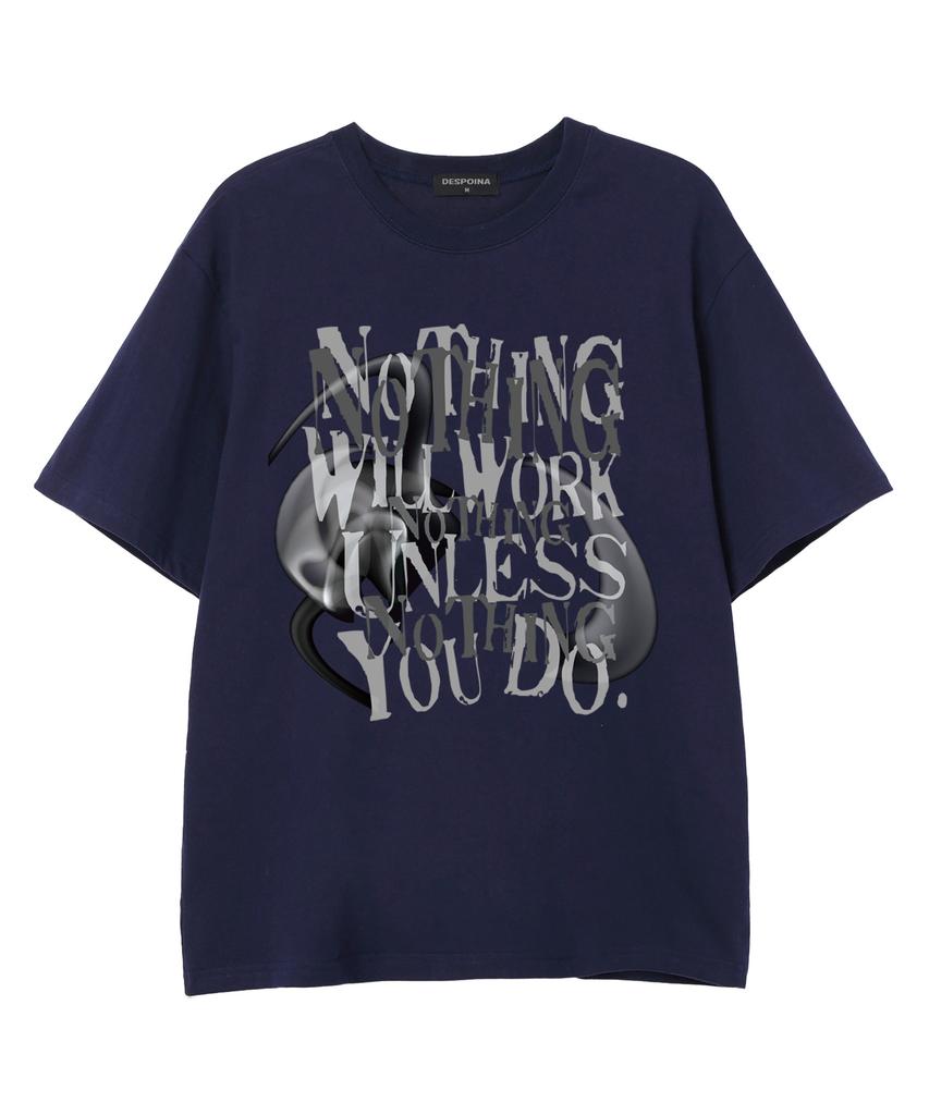 SHIRTER Nothing Will Works Oversized Short Sleeve T-Shirt (Ss026) Navy
