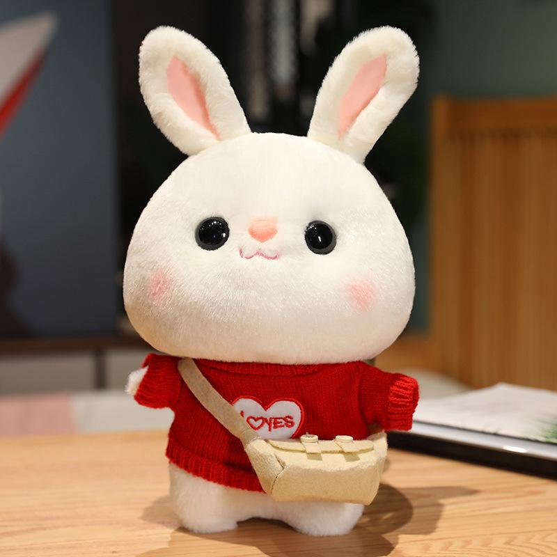 Rabbit Doll Drag Little Rabbit Creative Doll White Rabbit Plush Toy Gift for Girls