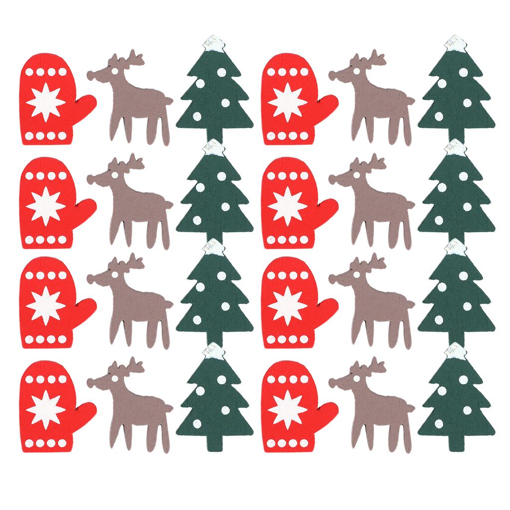 200Pcs Christmas Decorations Wood Chips Printed Gloves Color Elk Shape DIY Decoration