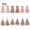 Christmas Jewelry for Women 2D Acrylic Earrings, Colorful Tree Dangle Earrings with Bow Holiday Party Decor, Lightweight Drop Jewelry, Decorations