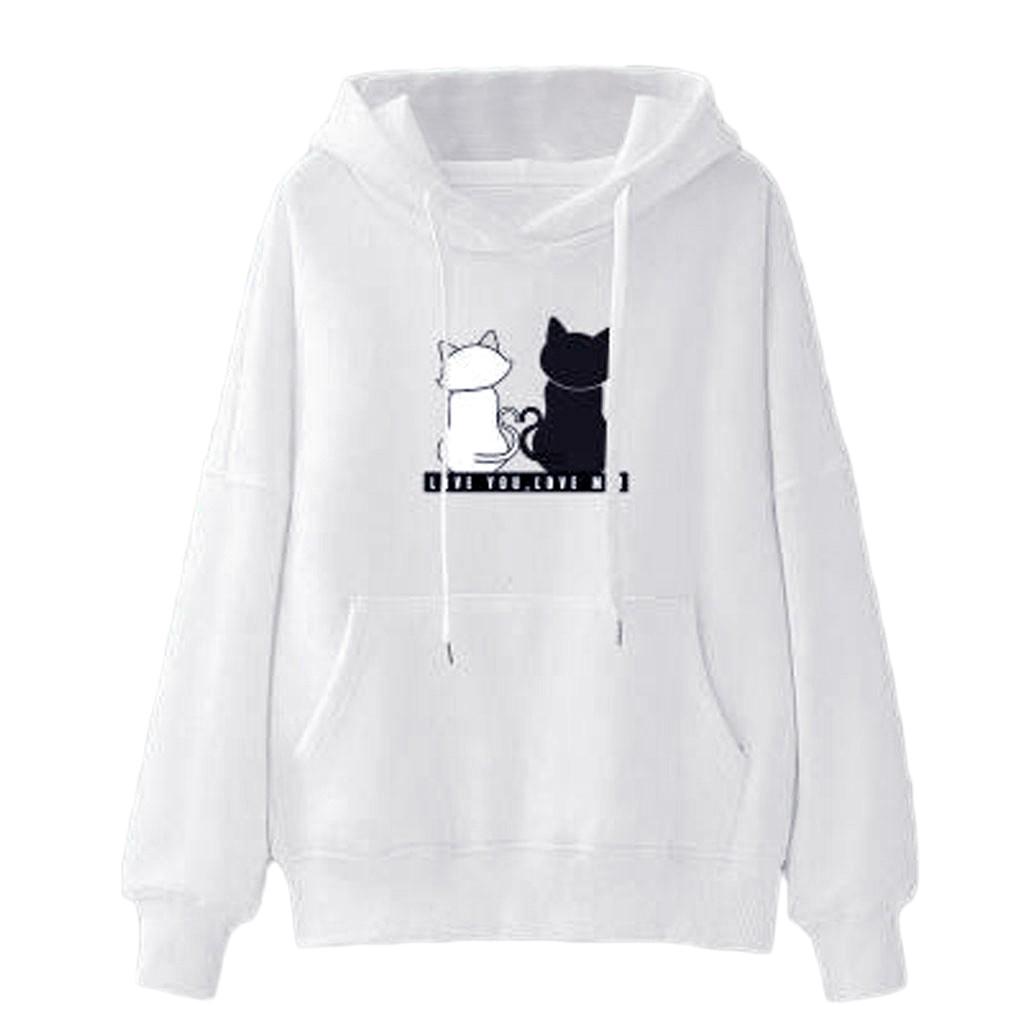 Women  Hoodies Casual Sweatshirt Winter Ladies Baggy Cat Jumper Pullover Tops