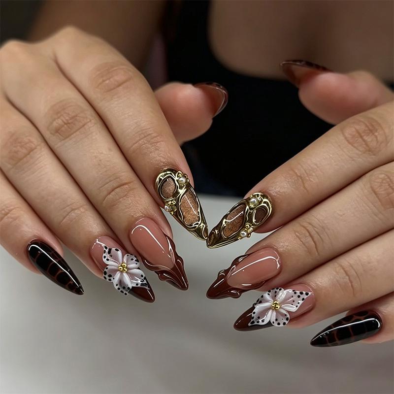 Summer European American 3D Strawberry Cherry Almond Nail Art Gel Tips