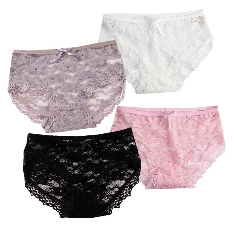 4 SZT Damska Seksowna Bielizna Koronkowe Oddychające Majtki Oddychające Koronkowe Wykończenie Siateczkowe Majtki