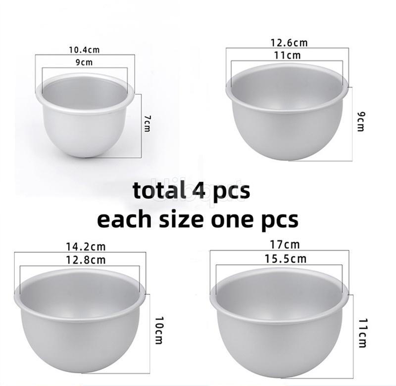 4pcs or 2 Pcs Set Round Bath Bomb Molds Aluminum Alloy Ball Sphere Bath Bomb Mold Cake Baking Pastry Mould DIY Bathing Tool