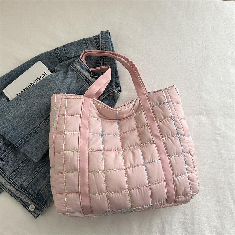 

Модная повседневная сумка большой вместимости 2025 зима новая универсальная сумка-тоут в стиле инс женская розовый